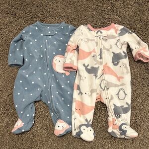 Carter's Blue Owl and Cream Penguin Footies